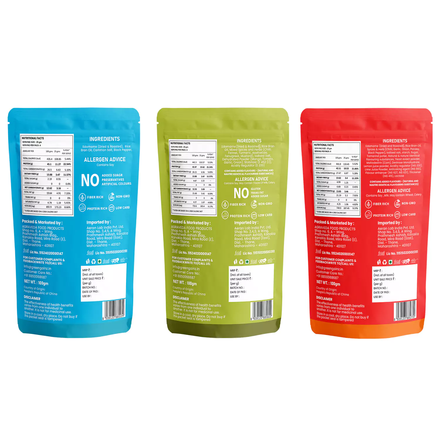 Edamame Assorted Flavours Peri Peri Limon, Achaari, Salt n Pepper – Pack of 3(100gm each) - Healthy Namkeen - Image 6