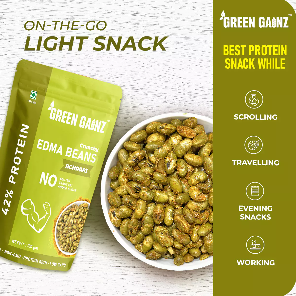 Edamame Achaari Flavour (Pack of 1 - 100gm ) - Image 6