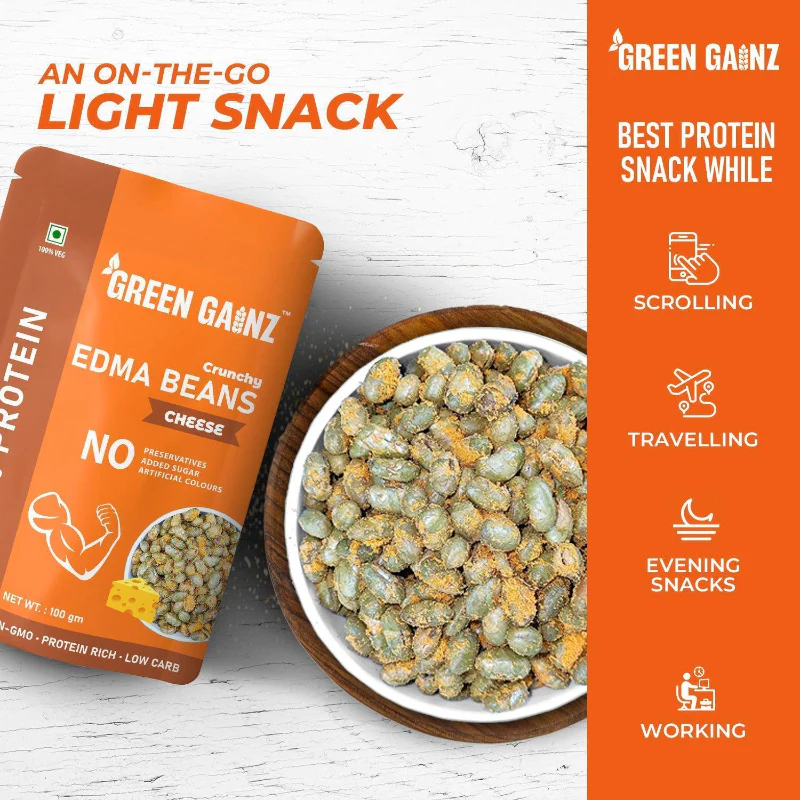 Edamame Cheese Flavour (Pack of 3) - Best Protein Snacks - Image 3