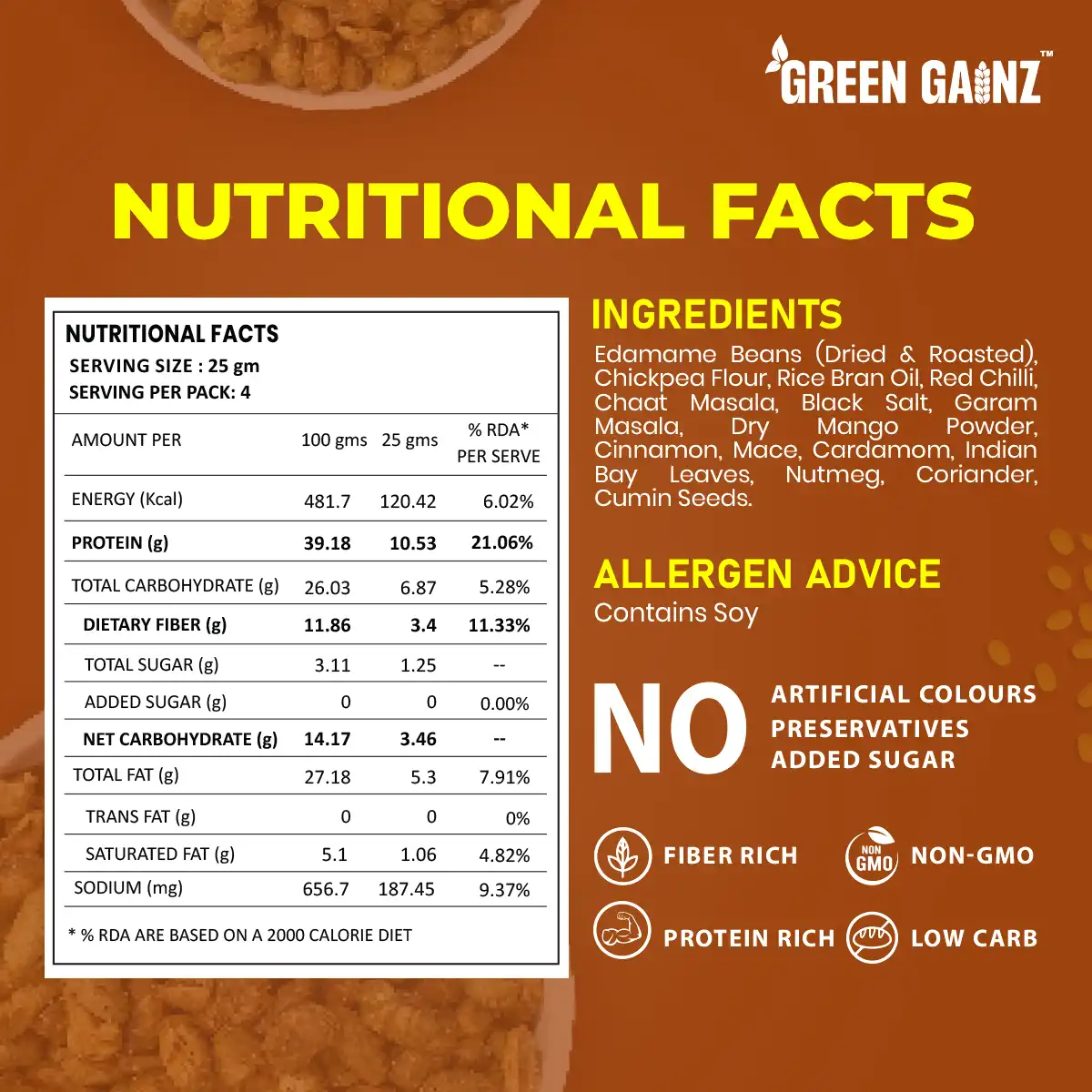 Edamame Desi Masala Flavour (Pack of 1 - 100gm) - Image 4