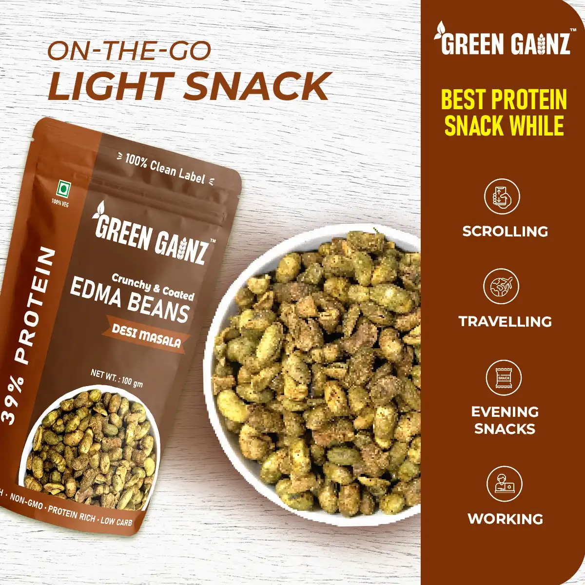 Edamame Desi Masala Flavour (Pack of 1 - 100gm) - Image 5