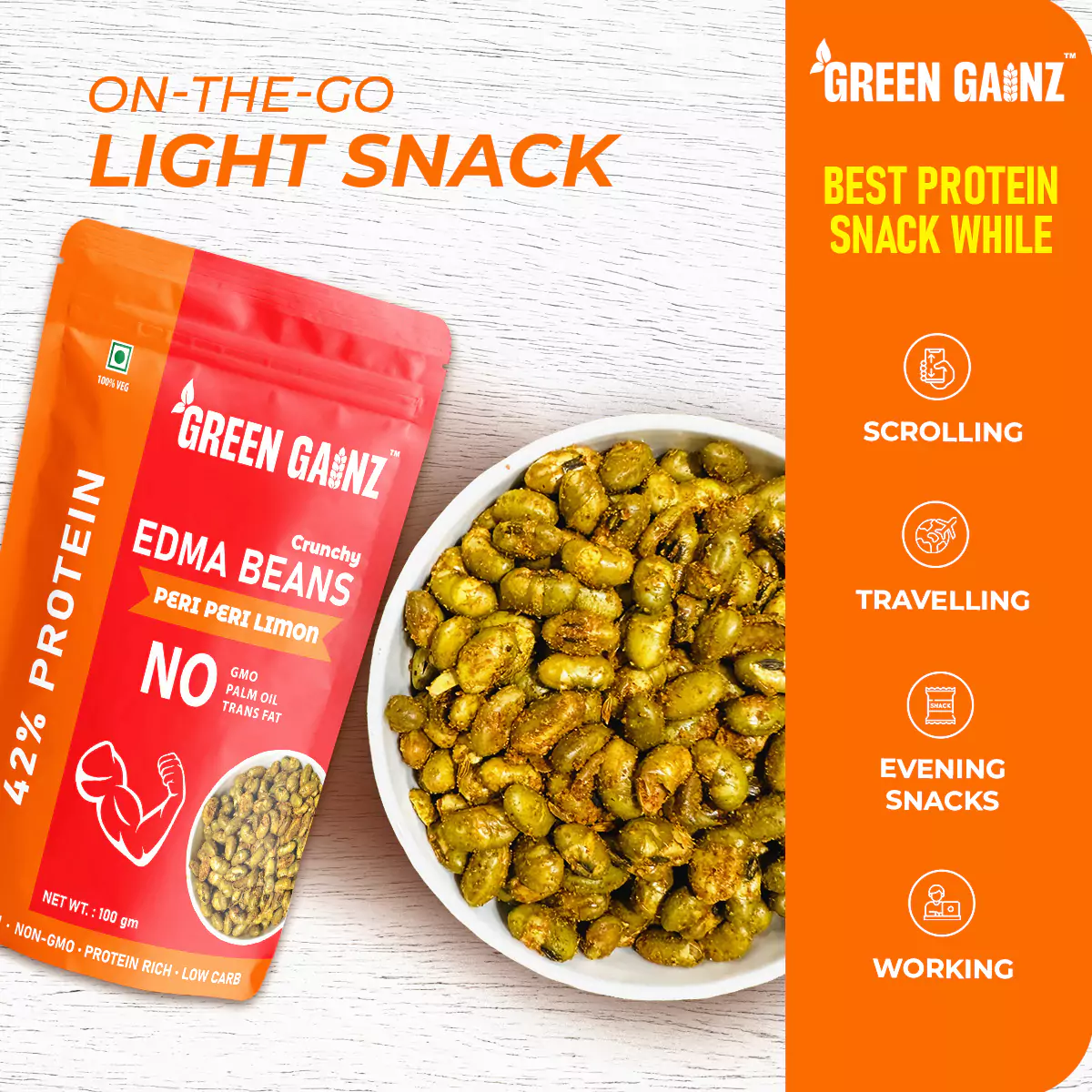 Edamame Peri Peri Limon – Pack of 3 | Spicy Healthy Snack - Image 6